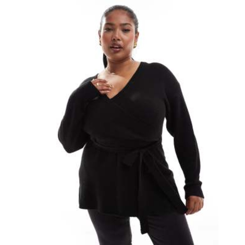 Yours wrap sweater in black