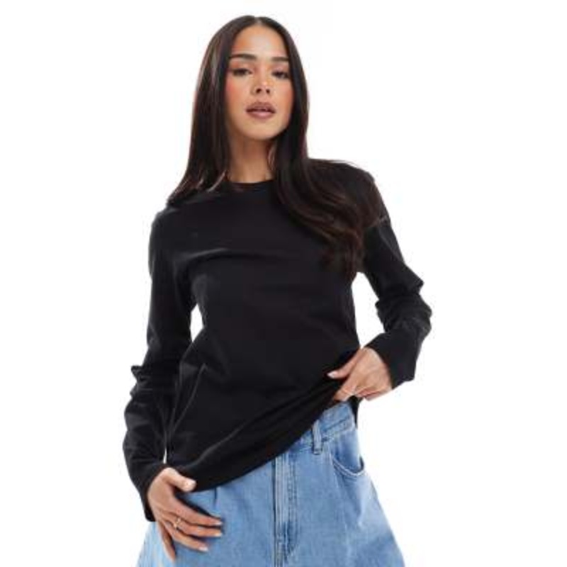 Weekday Essence standard long sleeve top in black