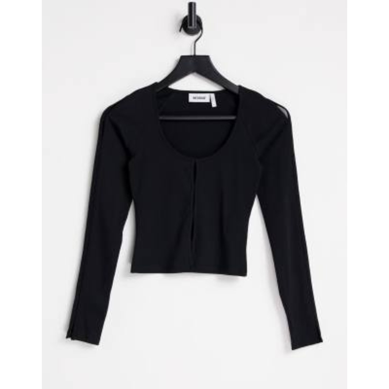 Weekday Nicolina split seam long sleeve top in black