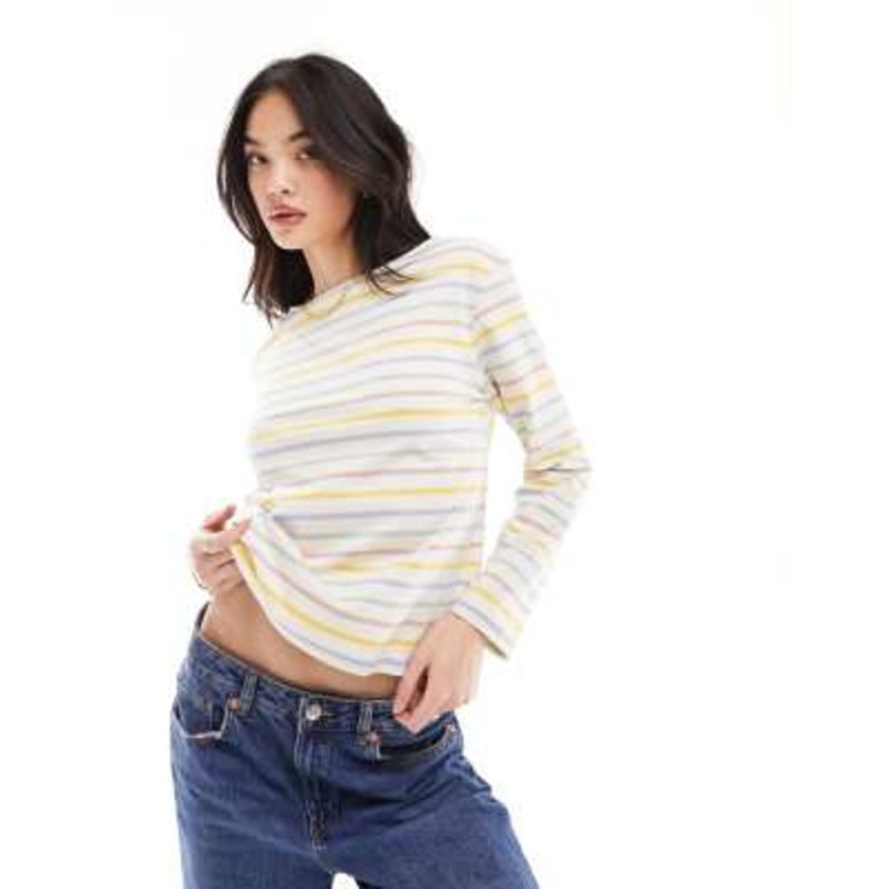 & Other Stories long sleeve top in multi color stripes