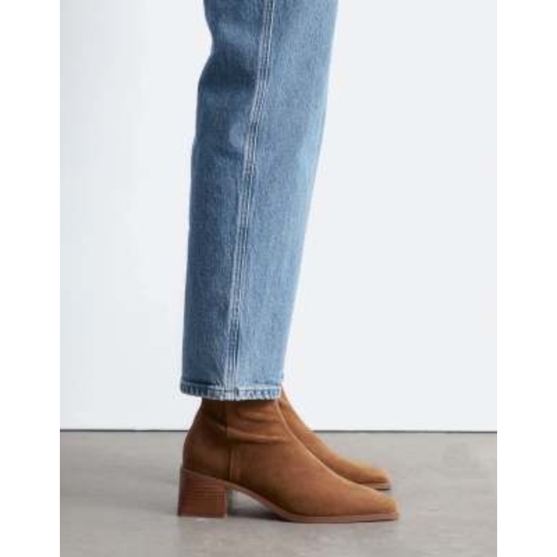 & Other Stories leather chunky heeled ankle boots in brown