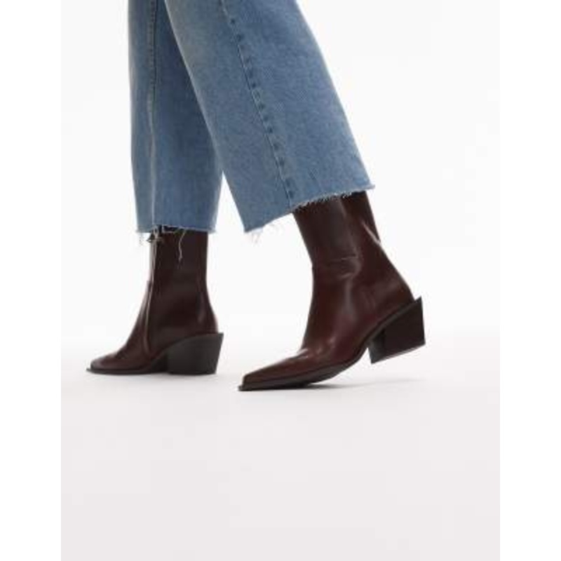 & Other Stories leather pointed heeled boots in brown