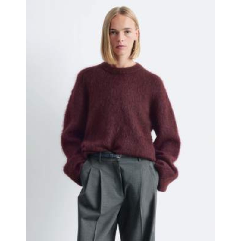 & Other Stories mohair super soft hairy knit sweater in burgundy