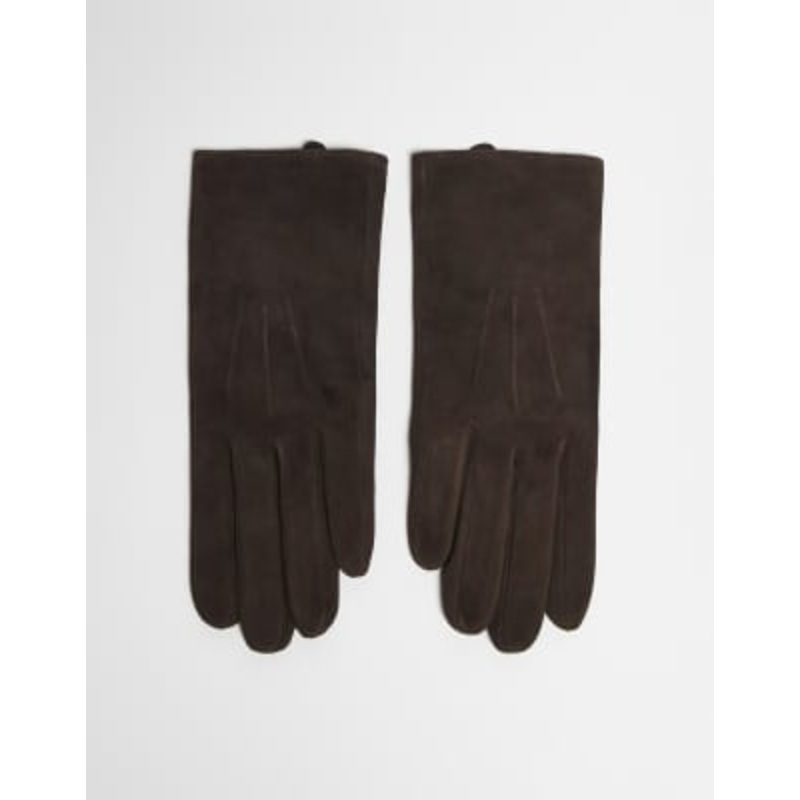& Other Stories faux leather suede gloves in dark brown
