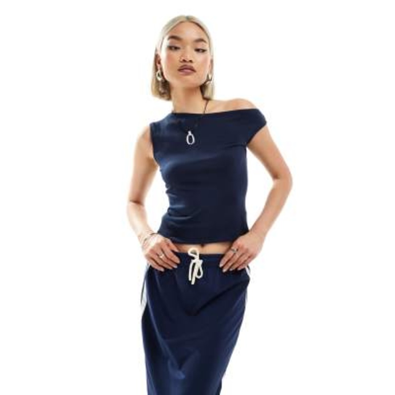 Weekday Hedda asymmetric top in navy