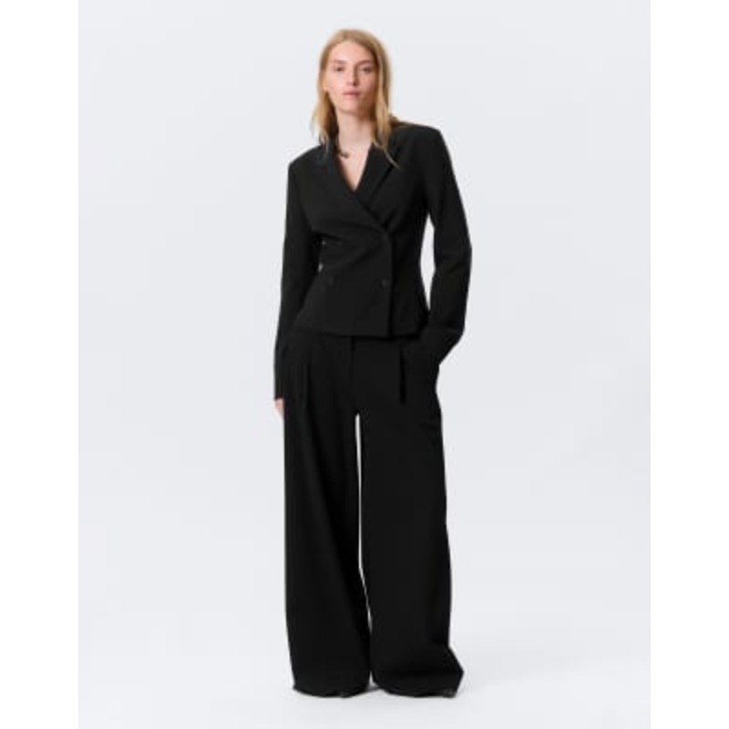 Weekday slim fit double breasted blazer in black