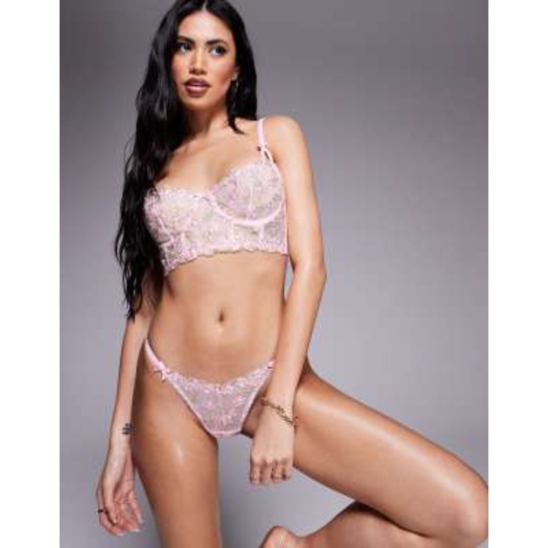 Wild Lovers Aurelie floral lace thong in pink