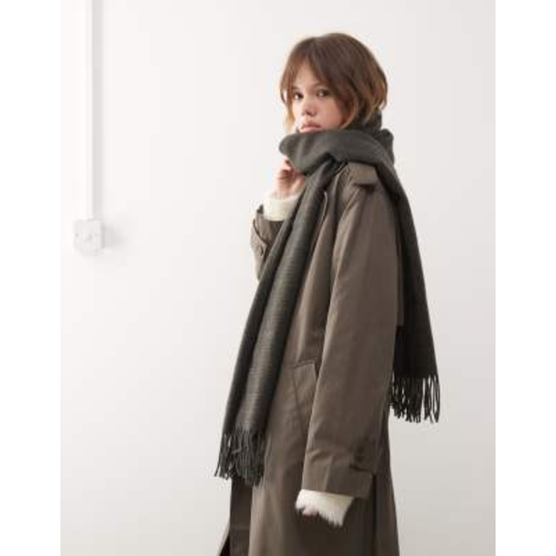 Weekday premium oversized scarf in gray plaid