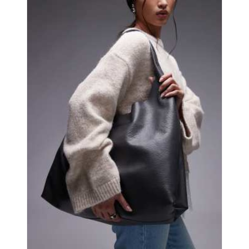 & Other Stories XL slouchy leather tote purse in dark gray