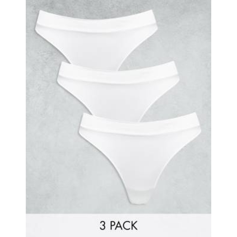 Weekday Cat Seamless 3-pack thong in white