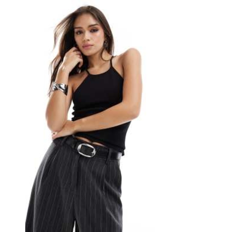 & Other Stories knitted top with strappy back detail in black