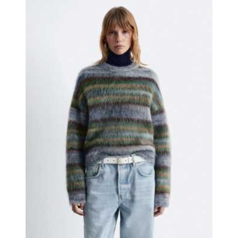 & Other Stories mohair wool blend hairy knit sweater in multi stripes