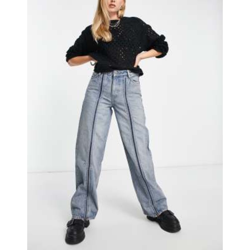 Weekday Gideon zip front jeans in washed light blue – part of a set