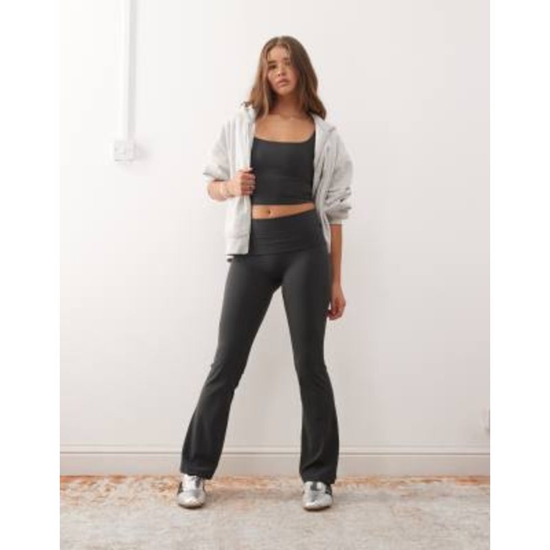 Weekday mix and match sports seamless stretch flared leggings in dark gray