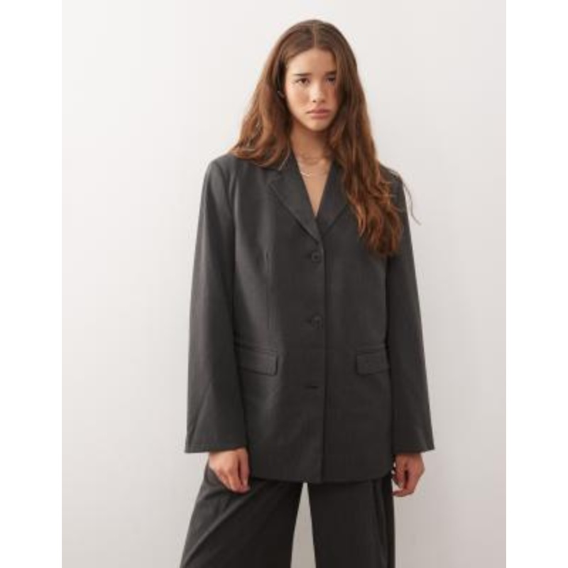 Weekday oversized blazer in dark gray melange – part of a set