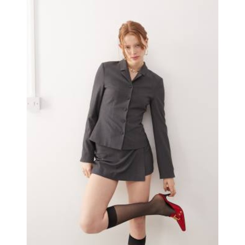 Weekday Timon fitted blazer in dark heather gray – part of a set