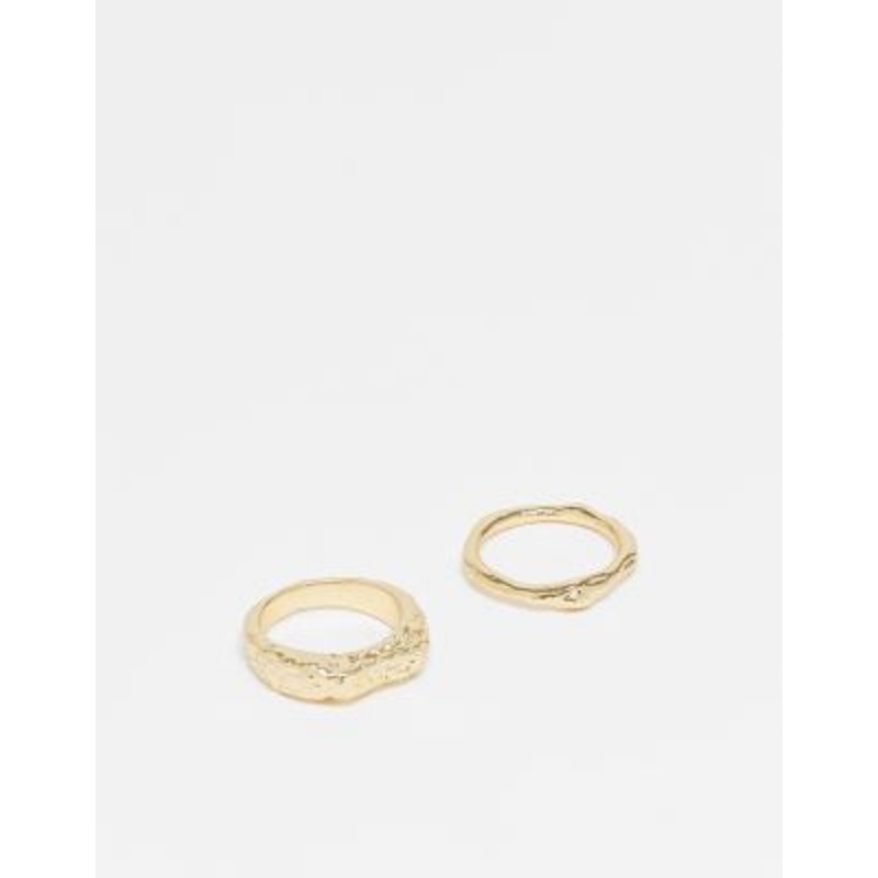 & Other Stories 2 pack textured ring set in gold