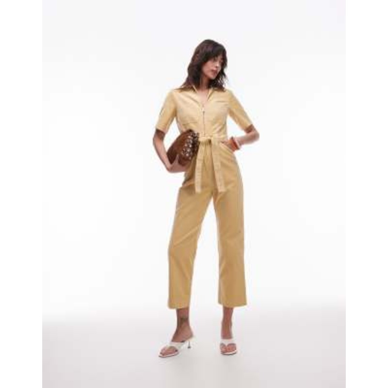 & Other Stories belted jumpsuit in buttermilk yellow