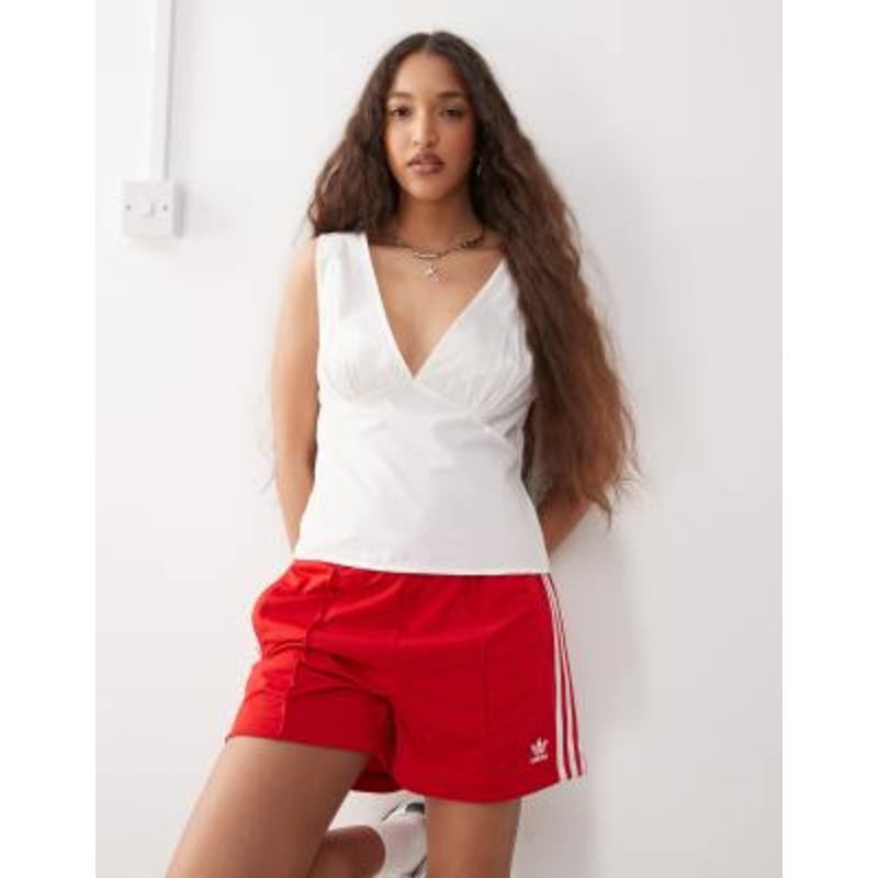 Weekday v neck top in white