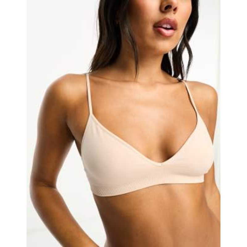 Weekday Cat Seamless triangle bra in beige
