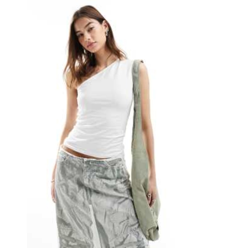 Weekday Cindy one shoulder top in white exclusive to