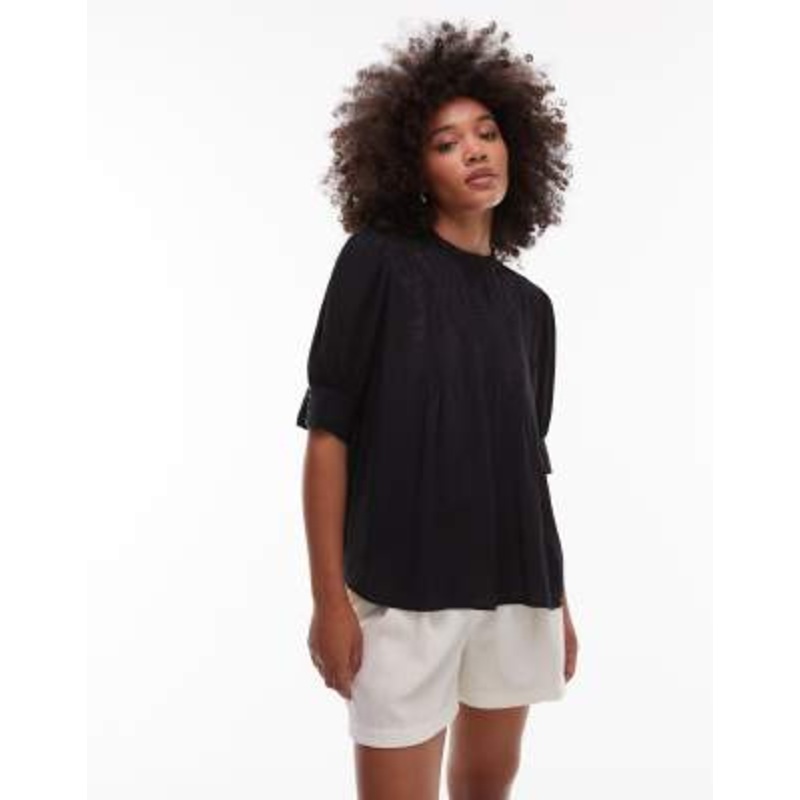 & Other Stories embroidered lace blouse in black