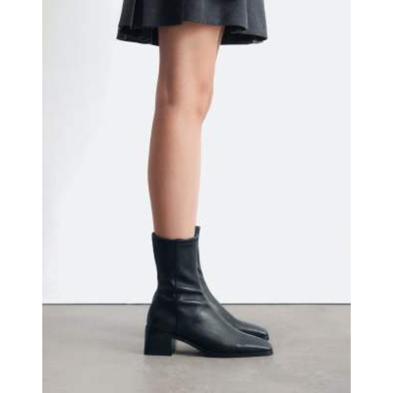 & Other Stories leather chunky heeled ankle boots in black