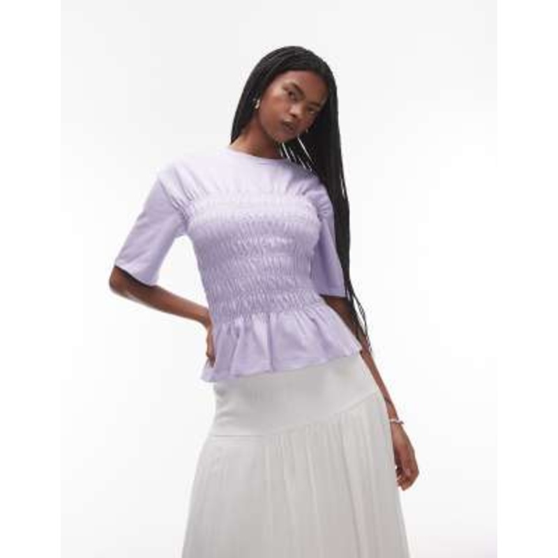 & Other Stories top with ruched corset detail in lilac