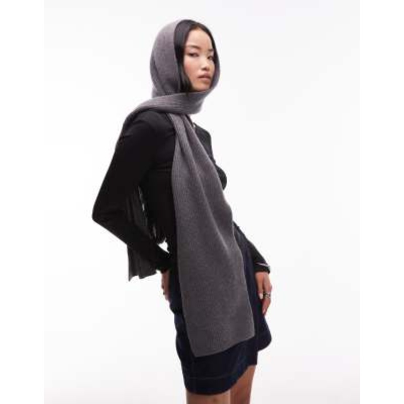 & Other Stories premium wool hood scarf in mid gray
