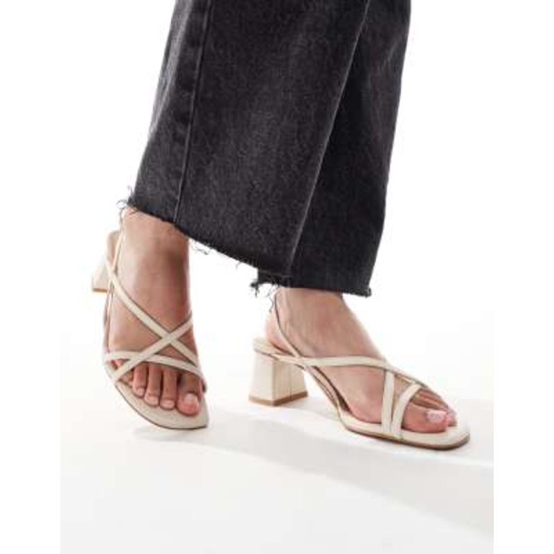 & Other Stories leather heeled strappy sandals in off-white