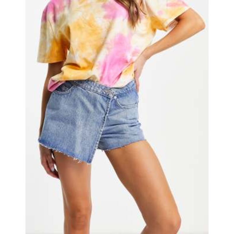 Weekday Slide cotton denim skort in hanson blue