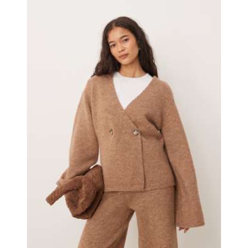 YAS long sleeve knit cardigan in camel – part of a set