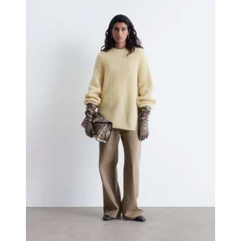 & Other Stories alpaca and mohair blend sweater with sculptural sleeves and slit side in beige
