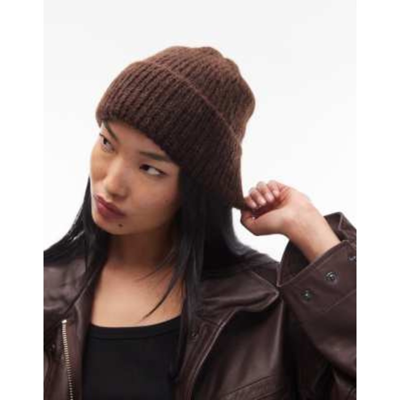 & Other Stories premium wool and mohair beanie in chocolate brown