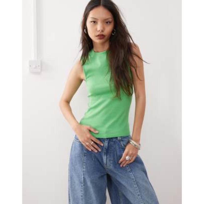 Weekday ribbed tank top in green