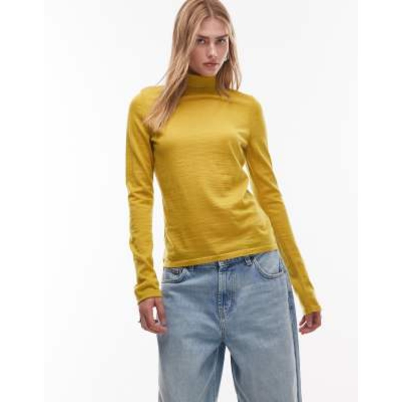 & Other Stories fine knit wool turtleneck sweater in yellow