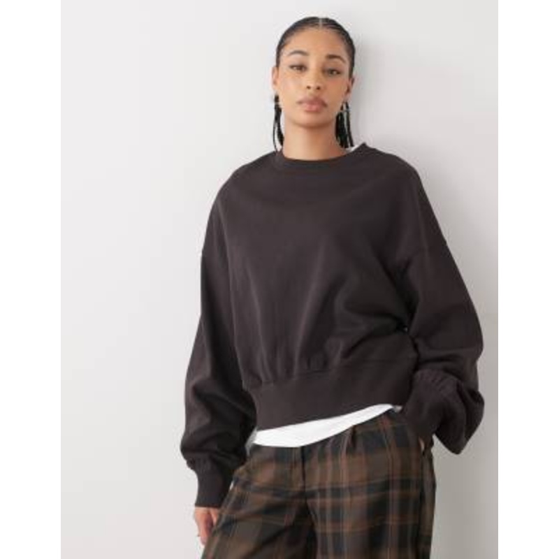 Weekday standard fit sweatshirt in dark brown