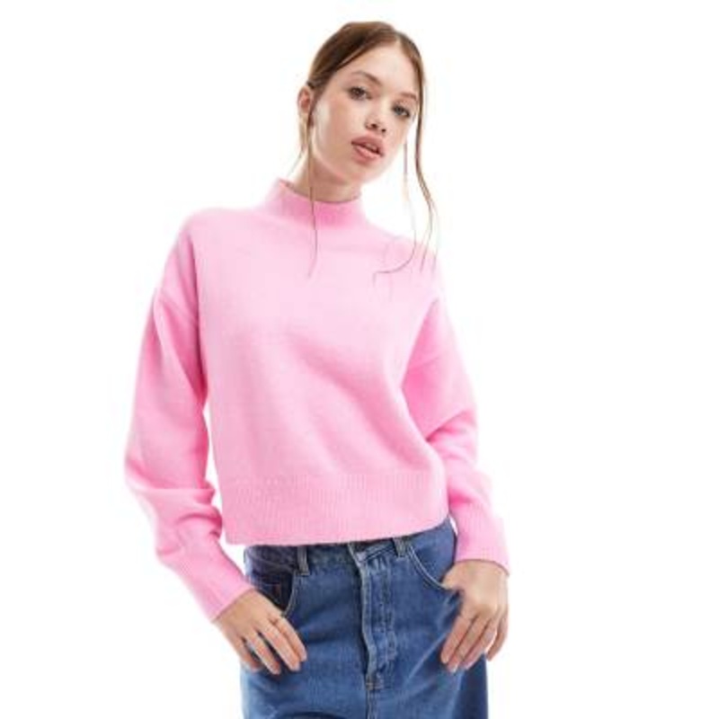 & Other Stories mock neck sweater in pink