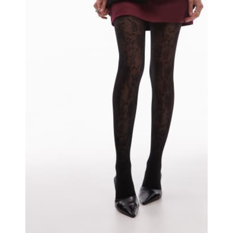 & Other Stories sheer lace print tights in black