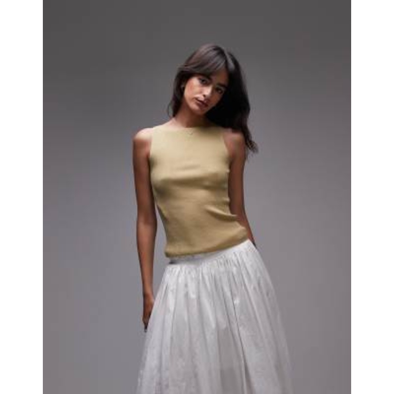 & Other Stories sleeveless boatneck knit top in khaki green