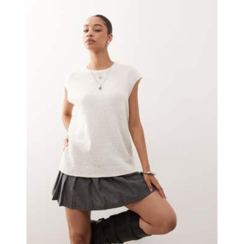 Weekday knitted tank top in off-white