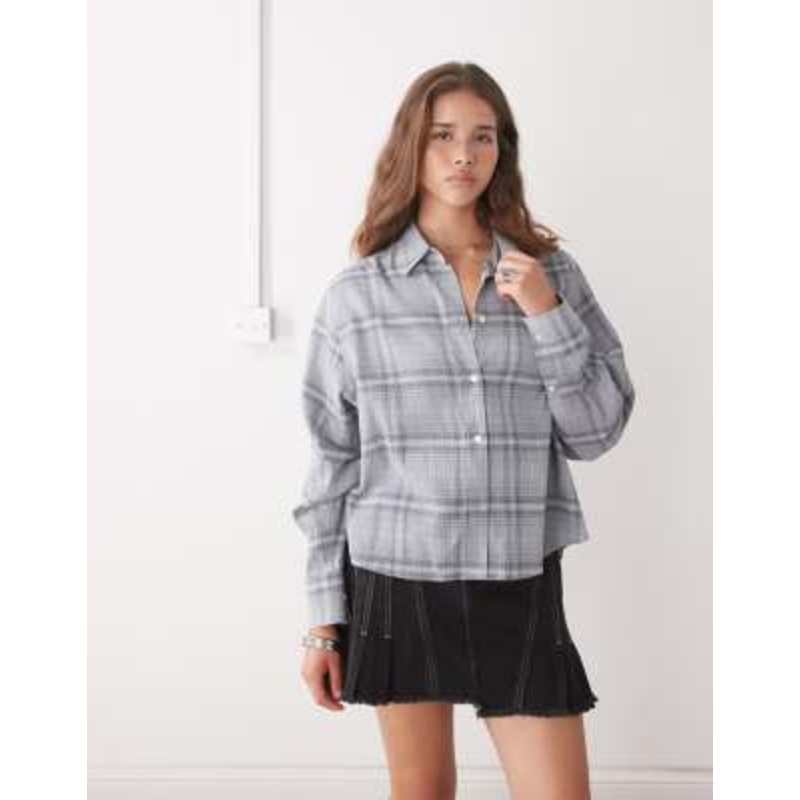 Weekday boxy fit shirt in gray check