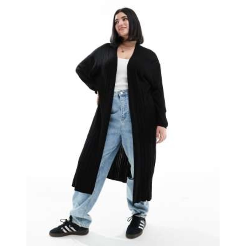 Yours longline cardigan in black