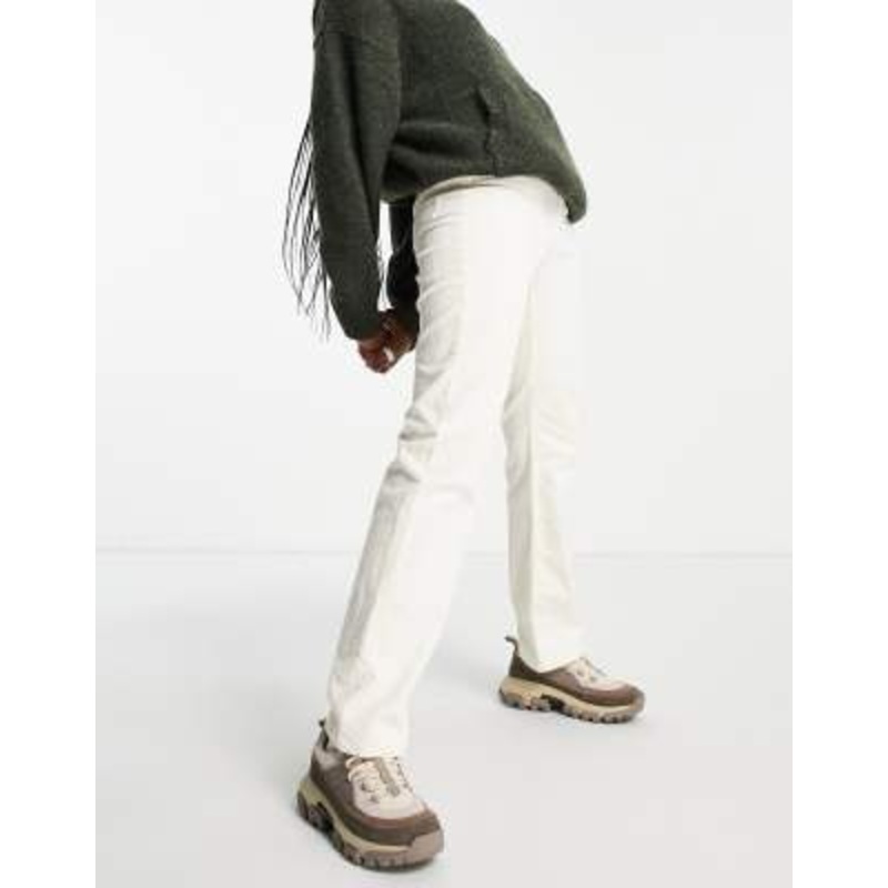 Weekday Rowe cotton cord trousers in ecru – NUDE