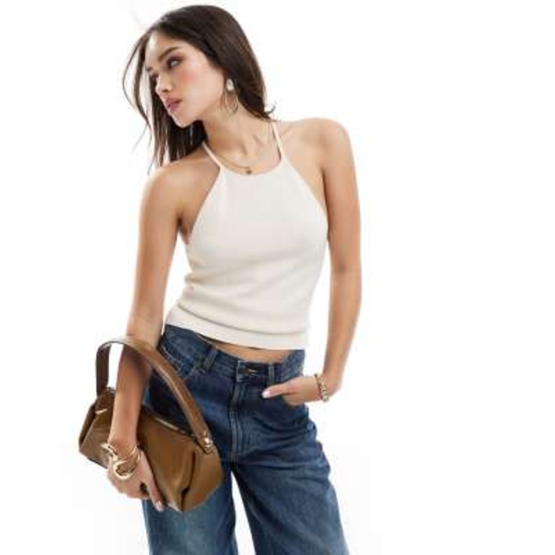 & Other Stories knit top with strappy back detail in off white