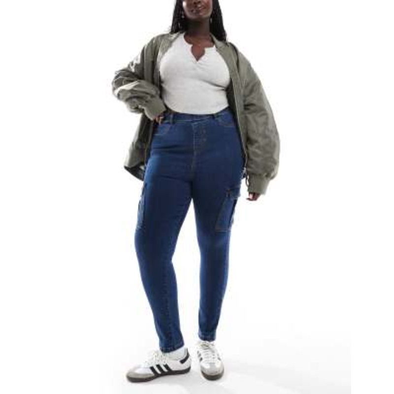 Yours cargo pocket jeggings in indigo