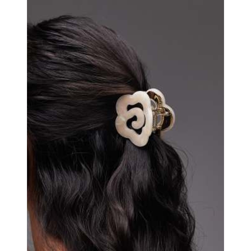 & Other Stories flower swirl marble hair claw clip in white