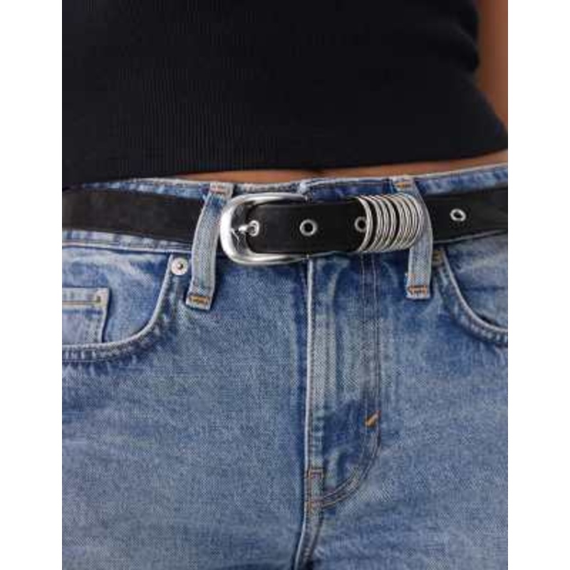 Weekday western D-ring belt in black