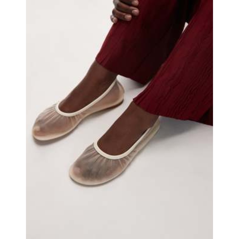 & Other Stories real leather trim mesh ballet flats in cream