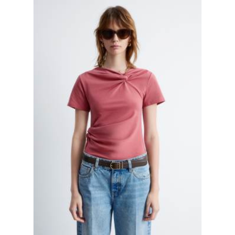 & Other Stories top with knotted wrap detail in pink